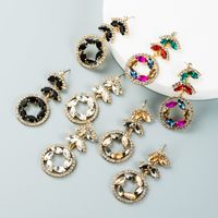 Fashion Creative Multi-layer Alloy Diamond-studded Rhinestone Color Flower Earrings main image 1