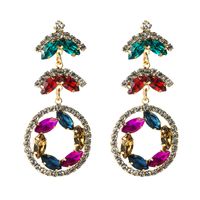 Fashion Creative Multi-layer Alloy Diamond-studded Rhinestone Color Flower Earrings main image 8