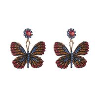 Color Diamond Series Alloy Diamond Rhinestone Butterfly Earrings main image 7