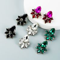 Exaggerated Personality Drop-shaped Colored Glass Diamond Alloy Diamond Earrings main image 1