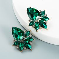 Exaggerated Personality Drop-shaped Colored Glass Diamond Alloy Diamond Earrings main image 6
