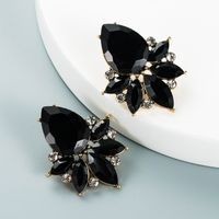 Exaggerated Personality Drop-shaped Colored Glass Diamond Alloy Diamond Earrings sku image 1
