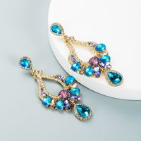 Creative Alloy Inlaid Colorful Diamond Geometric Earrings sku image 1