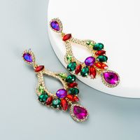 Creative Alloy Inlaid Colorful Diamond Geometric Earrings sku image 3