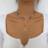 Bohemian Zodiac Snake Geometric Metal Bead Necklace Simple Niche Accessories main image 2