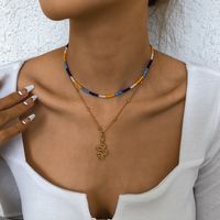 Bohemian Zodiac Snake Geometric Metal Bead Necklace Simple Niche Accessories main image 3