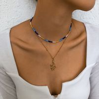 Bohemian Zodiac Snake Geometric Metal Bead Necklace Simple Niche Accessories main image 4