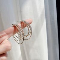 Exaggerated Ear Hoop Earrings Circle Diamond Multi-layer Personality Fashion Trend Earrings main image 1