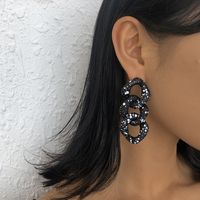 E10061 Europe And America Cross Border Exaggerated Jewelry Personality Black And White Dots Earrings Fashion Temperamental Cold Style Alloy Earring main image 2