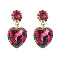 Creative Personality Alloy Studded With Rhinestone Glass Diamond Heart-shaped Earrings main image 9