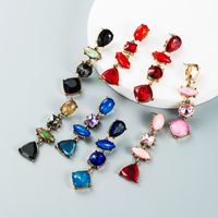 Fashion Drop-shaped Diamond Earrings Multi-layer Boho Style Colored Glass Diamond Earrings main image 2