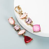 Fashion Drop-shaped Diamond Earrings Multi-layer Boho Style Colored Glass Diamond Earrings main image 5