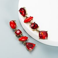 Fashion Drop-shaped Diamond Earrings Multi-layer Boho Style Colored Glass Diamond Earrings main image 7