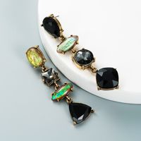 Fashion Drop-shaped Diamond Earrings Multi-layer Boho Style Colored Glass Diamond Earrings sku image 3