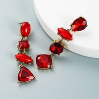 Fashion Drop-shaped Diamond Earrings Multi-layer Boho Style Colored Glass Diamond Earrings sku image 4