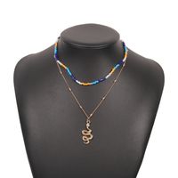 Bohemian Zodiac Snake Geometric Metal Bead Necklace Simple Niche Accessories sku image 1
