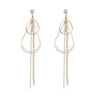 Pearl Geometric Metal Earrings Diamond Chain Long Tassel Earrings Fashion Earrings main image 7