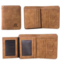 Men's Wallet Men's Short Frosted Leather Retro Tri-fold Vertical Wallet Youth Korean Version Multi-card Slot main image 6