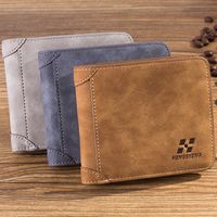 Cartera Para Hombre, Corta, De Cuero Esmerilado, Retro, Triple, Vertical, Para Jóvenes, Versión Coreana, Ranura Para Múltiples Tarjetas main image 4