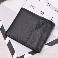 New Men's Wallet Short Wallet Men Multiple Card Slots Driving License Buckle Bag Tide Litchi Pattern Wallet Wholesale main image 1