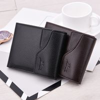 New Men's Wallet Short Wallet Men Multiple Card Slots Driving License Buckle Bag Tide Litchi Pattern Wallet Wholesale main image 6