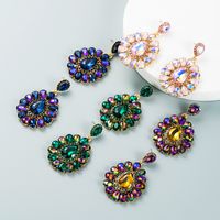 Fashion Diamond Drop-shaped Colored Glass Diamond Earrings Ear Jewelry main image 4