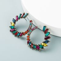 Fashion C-shaped Alloy Color Rhinestone Glass Diamond Earrings main image 7