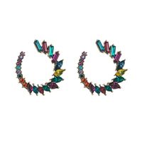 Fashion C-shaped Alloy Color Rhinestone Glass Diamond Earrings main image 8