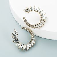 Fashion C-shaped Alloy Color Rhinestone Glass Diamond Earrings sku image 1