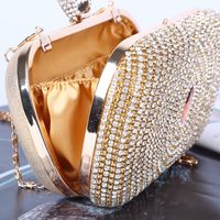 Gold Pu Leather Solid Color Rhinestone Square Evening Bags main image 5