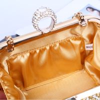Gold Pu Leather Solid Color Rhinestone Square Evening Bags main image 4