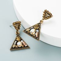 Creative Multi-layer Triangle Alloy Diamond-studded Geometric Earrings main image 5