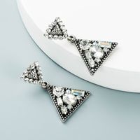 Boucles D&#39;oreilles Géométriques Créatives En Alliage Triangulaire À Plusieurs Couches De Diamants main image 6