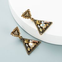 Creative Multi-layer Triangle Alloy Diamond-studded Geometric Earrings main image 7