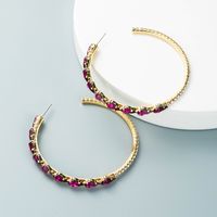 Fashion Alloy Diamond Drop-shaped Rhinestone Large C-shaped Earrings main image 7