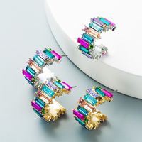 Alloy Diamond-studded Personality Simple C-shaped Earrings Color Earrings main image 1