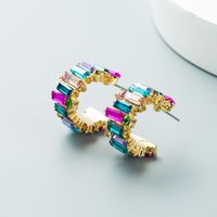 Alloy Diamond-studded Personality Simple C-shaped Earrings Color Earrings main image 6
