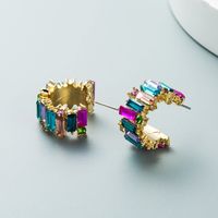 Alloy Diamond-studded Personality Simple C-shaped Earrings Color Earrings main image 7