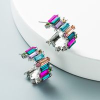 Alloy Diamond-studded Personality Simple C-shaped Earrings Color Earrings sku image 2