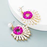 Alloy Diamond Inlaid Pearl Sun Flower Earrings Cross-border Earrings main image 6