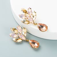 Korean Multi-layer Alloy Diamond-studded Flower Glass Diamond Earrings main image 5