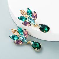 Korean Multi-layer Alloy Diamond-studded Flower Glass Diamond Earrings sku image 1