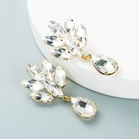 Koreanische Mehrschichtige Legierung Diamantbesetzte Blumenglas-diamantohrringe sku image 3