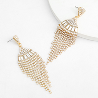 Fashion Alloy Diamond Rhinestone Long Tassel Earrings sku image 1