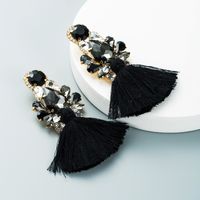 Bohemian Style Glass Diamond Diamond Trousers Tassel Earrings Personality Earrings sku image 3