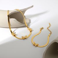 18k Stainless Steel Jewelry Herringbone Collar Bone Chain Punk Butterfly Snake Chain Necklace main image 2