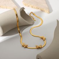 18k Stainless Steel Jewelry Herringbone Collar Bone Chain Punk Butterfly Snake Chain Necklace main image 5