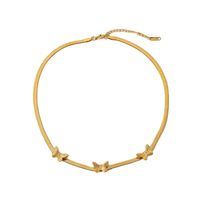 18k Stainless Steel Jewelry Herringbone Collar Bone Chain Punk Butterfly Snake Chain Necklace main image 6