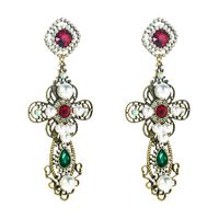 European And American Popular New Hollow Alloy Rhinestone-studded Large Cross Pearl Retro Earrings Accessories main image 6