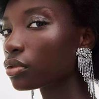 Fashion Color Diamond Series Geometric Long Tassel Claw Chain Earrings Catwalk Prom Earrings Accessories main image 1